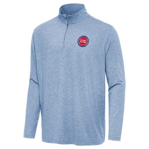 Antigua Detroit Pistons Heather Blue Hunk Quarter Zip Gorgeous Top
