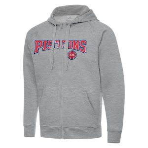 Antigua Detroit Pistons Gorgeous Heather Gray Big & Tall Victory Full Zip Hoodie Jacket