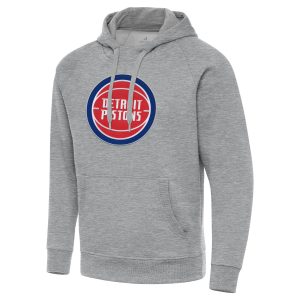 Antigua Detroit Pistons Heather Gray Eye - catching Big & Tall Victory Raglan Pullover Hoodie