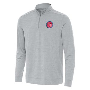 Antigua Detroit Pistons Gorgeous Heather Gray Bright Quarter Zip Top