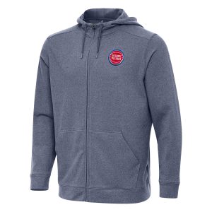 Antigua Detroit Pistons Eye - catching Heather Navy Effortless Full Zip Hoodie Jacket