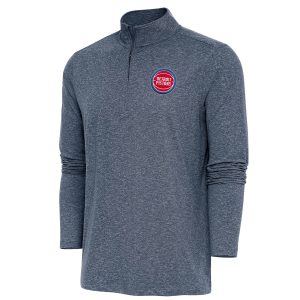Antigua Detroit Pistons Heather Stylish Navy Hunk Quarter Zip Pullover Top