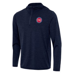 Antigua Detroit Pistons Heather Navy Tidy Quarter Zip Stylish Hoodie