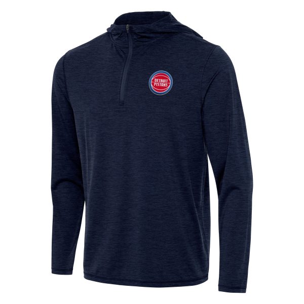 Antigua Detroit Pistons Heather Navy Tidy Quarter Zip Stylish Hoodie