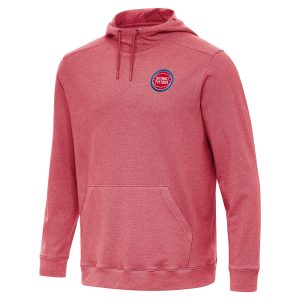 Antigua Detroit Unique Pistons Heather Red Cloud Pullover Hoodie