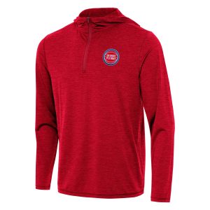 Antigua Detroit Pistons Gorgeous Heather Red Tidy Quarter Zip Hoodie