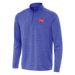 Antigua Detroit Pistons Heather Gorgeous Royal Bright Quarter Zip Top