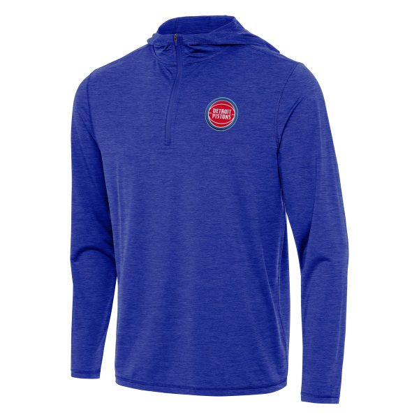 Antigua Detroit Pistons Heather Premium Royal Tidy Quarter Zip Hoodie