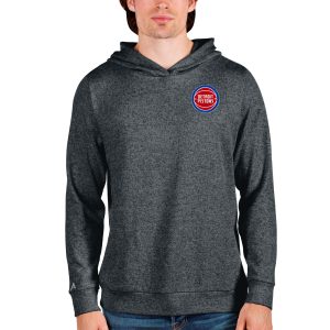 Antigua Detroit Pistons Heathered Trendy Charcoal Absolute Pullover Hoodie