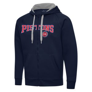 Antigua Detroit Pistons Navy Fabulous Big & Tall Victory Full Zip Hoodie Jacket