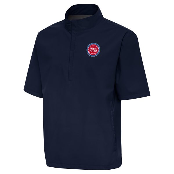 Antigua Detroit Pistons Premium Navy Brisk Quarter Zip Windbreaker
