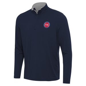Antigua Detroit Pistons Navy/Gray Content Gorgeous Quarter Zip Top