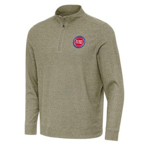 Antigua Detroit Pistons Olive Subtle Quarter Unique Zip Sweatshirt