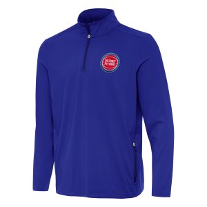 Antigua Detroit Pistons Royal Perilous Quarter Stylish Zip Sweatshirt