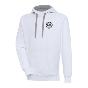 Antigua Detroit Gorgeous Pistons White Metallic Logo Victory Pullover Hoodie