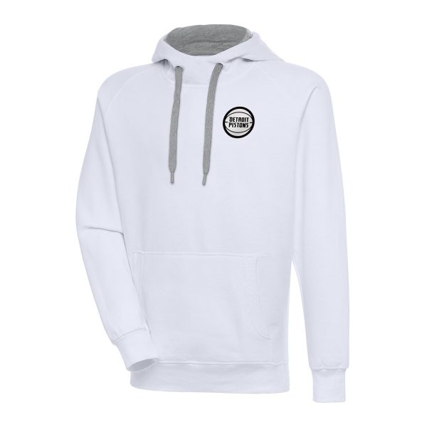 Antigua Detroit Gorgeous Pistons White Metallic Logo Victory Pullover Hoodie