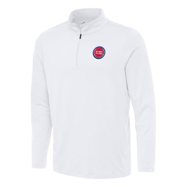 Antigua Trendy Detroit Pistons White Reprocess Quarter Zip Top
