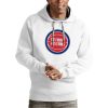 Antigua Detroit Pistons White Team Logo Premium Victory Pullover Hoodie