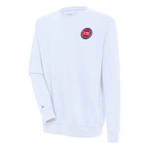 Antigua Detroit Pistons Elegant White Victory Pullover Sweatshirt