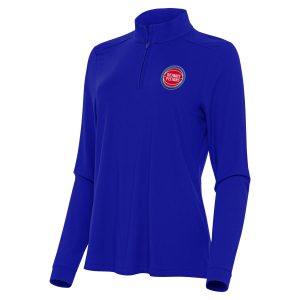 Antigua Detroit Pistons Women's Blue Intent Quarter Gorgeous Zip Top
