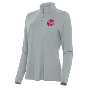 Antigua Detroit Pistons Women's Elegant Gray Intent Quarter Zip Top