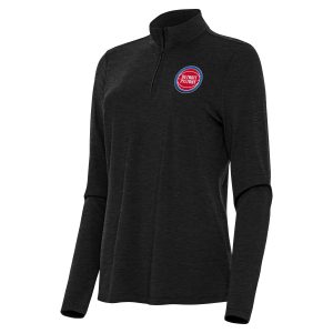 Antigua Detroit Pistons Women's Heather Black Bright Quarter Zip Eye - catching Top