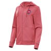 Antigua Chic Detroit Pistons Women's Heather Red Seeker Full Zip Hoodie Jacket