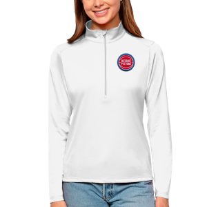 Antigua Detroit Pistons Women's White Tribute Half Zip Elegant Top