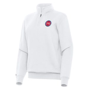Antigua Detroit Trendy Pistons Women's White Victory Quarter Zip Sweatshirt