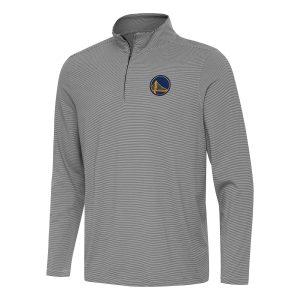 Antigua Golden State Chic Warriors Black Twine Quarter Zip Top