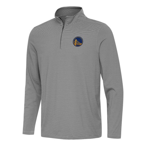 Antigua Golden State Chic Warriors Black Twine Quarter Zip Top