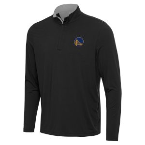 Antigua Golden State Warriors Black/Gray Content Quarter Zip Eye - catching Top
