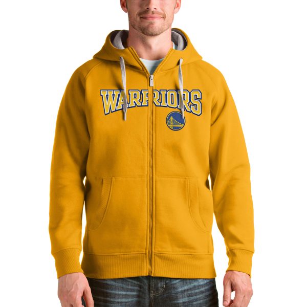 Antigua Golden State Warriors Gold Victory Full Zip Fabulous Hoodie