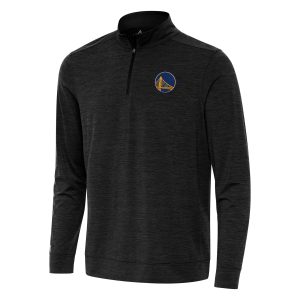 Antigua Golden State Eye - catching Warriors Heather Black Bright Quarter Zip Top