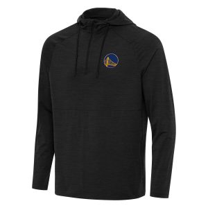 Antigua Golden Premium State Warriors Heather Black Spikes Raglan Quarter Zip Hoodie