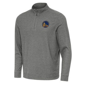 Antigua Golden State Warriors Heather Black Subtle Trendy Quarter Zip Sweatshirt