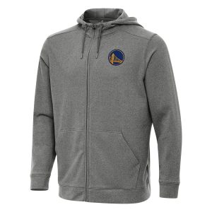 Antigua Golden State Eye - catching Warriors Heather Charcoal Effortless Full Zip Hoodie Jacket