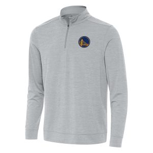 Antigua Golden State Warriors Unique Heather Gray Bright Quarter Zip Top