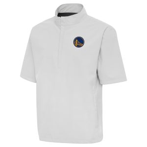 Antigua Elegant Golden State Warriors Heather Gray Brisk Quarter Zip Windbreaker
