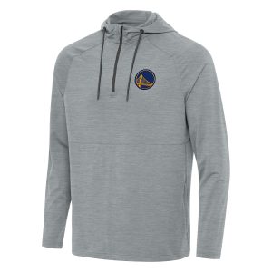 Antigua Golden State Warriors Heather Gray Spikes Raglan Quarter Zip Eye - catching Hoodie