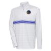 Antigua Golden State Warriors Premium Heather Gray/Royal Bullseye Quarter Zip Pullover Top
