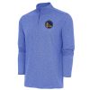 Antigua Golden State Warriors Heather Royal Hunk Quarter Zip Pullover Top Unique