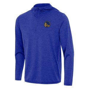 Antigua Golden State Warriors Heather Royal Tidy Quarter Unique Zip Hoodie