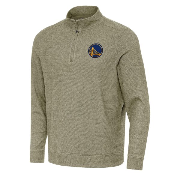 Antigua Golden State Warriors Elegant Olive Subtle Quarter Zip Sweatshirt