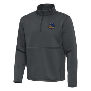 Antigua Golden State Warriors Pewter Twist Trendy Quarter Zip Pullover Top