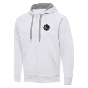 Antigua Golden State Warriors White Big & Trendy Tall Victory Full Zip Hoodie Jacket