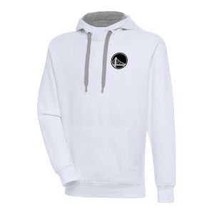 Antigua Golden State Warriors White Metallic Logo Victory Raglan Pullover Hoodie Eye - catching