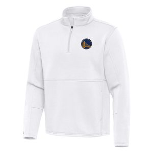 Antigua Golden State Warriors Premium White Twist Quarter Zip Pullover Top