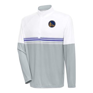 Antigua Golden State Warriors White/Royal Bender Quarter Zip Pullover Fabulous Top