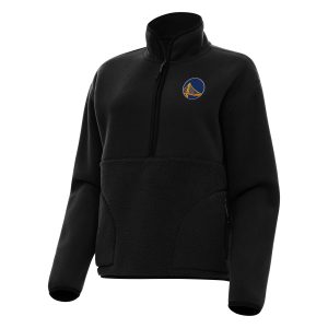 Antigua Unique Golden State Warriors Women's Black Figure Half Zip Pullover Sweatshirt